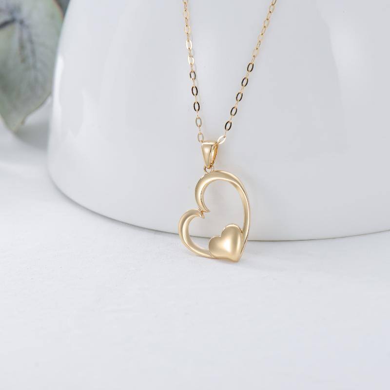 14K Gold Heart Pendant Necklace-3