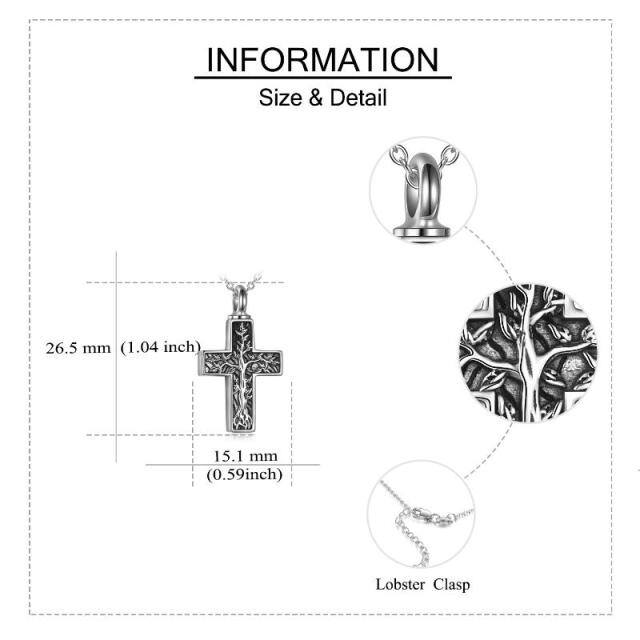 Sterling Silber Baum des Lebens & Kreuz Urne Halskette-4