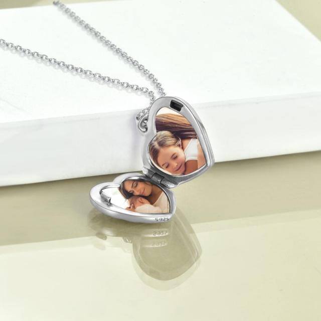 Sterling Silber Mutter & Tochter personalisierte Foto Medaillon Halskette-3
