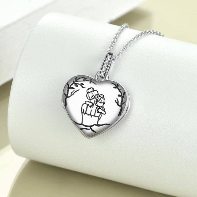 Sterling Silver Mother & Daughter Personalized Photo Locket Necklace-2