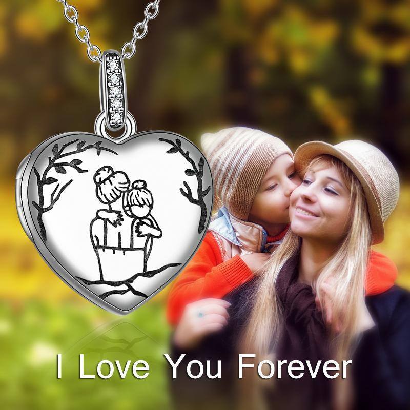 Sterling Silver Mother & Daughter Personalized Photo Locket Necklace-6