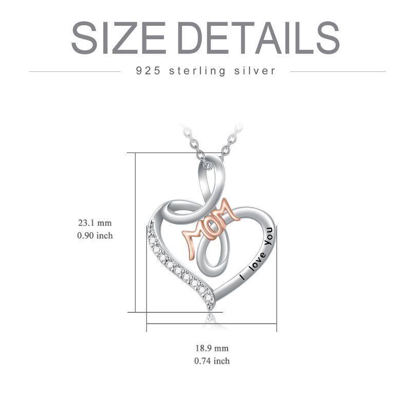 Collier en argent sterling avec pendentif cœur bicolore et mot gravé-6