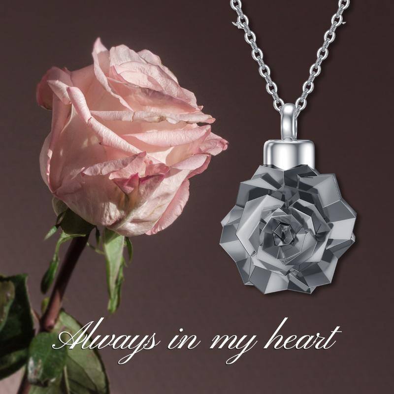 Sterling Silver Rose Urn Necklace for Ashes-7