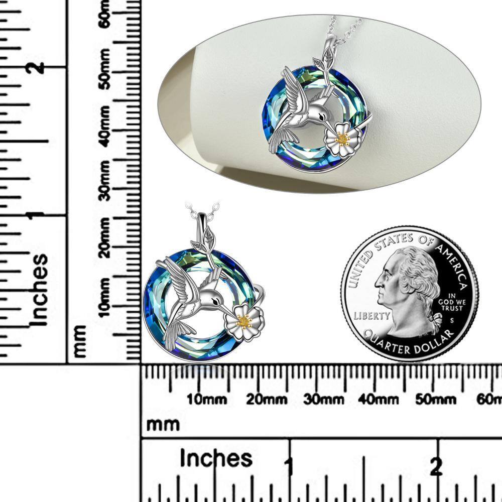 Sterling Silber zweifarbig Kristall Kolibri Urne Halskette für Asche-5