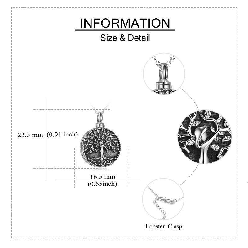 Sterling Silber Vintage Baum des Lebens Urne Halskette für Asche mit eingraviertem Wort-6
