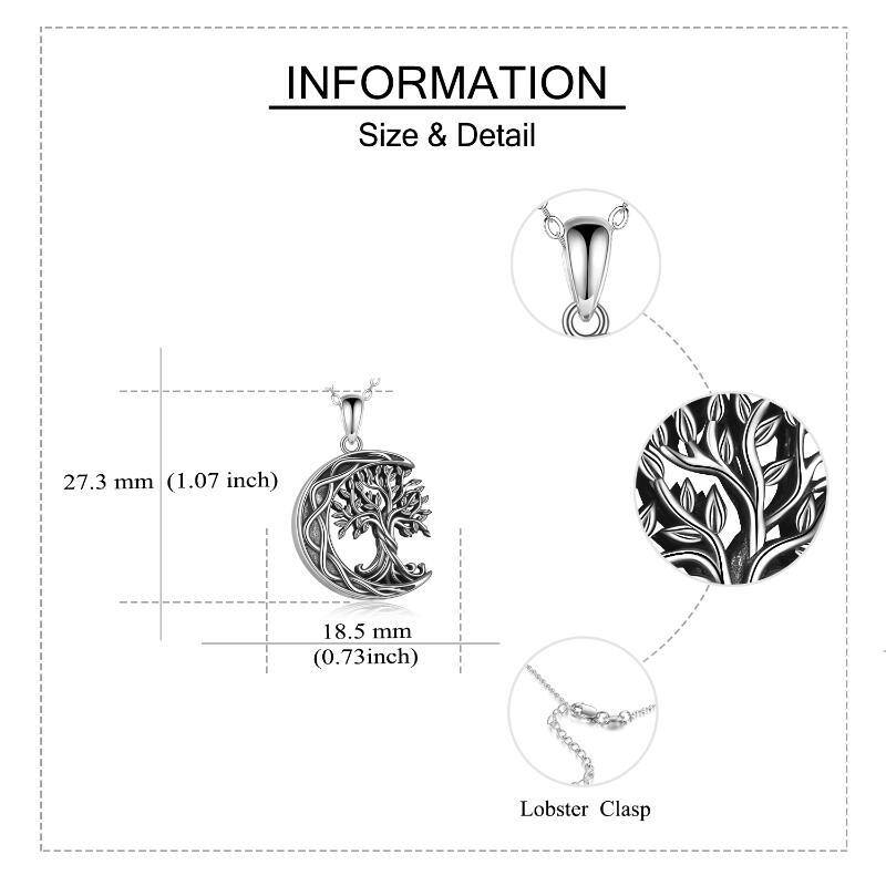 Sterling Silber intage oxidiert Baum des Lebens & keltischen Knoten Urne Halskette für Asche-6