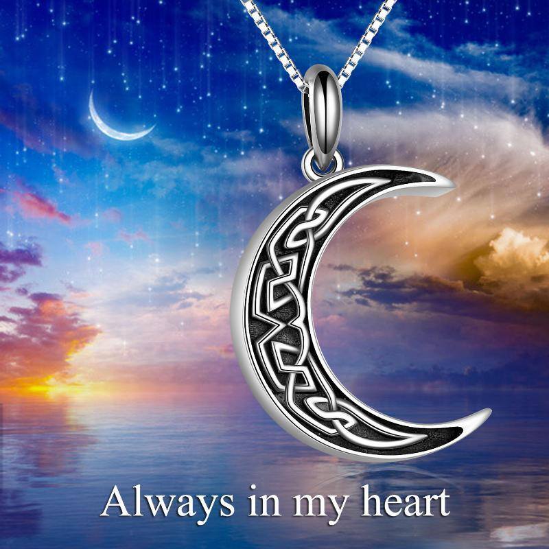 Sterling Silver Celtic Knot Viking Moon Urn Necklace for Ashes-6