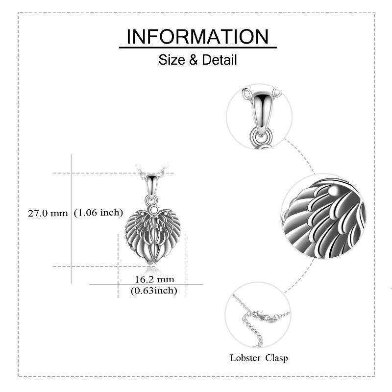 Sterling Silber Engelsflügel & Herz Medaillon Urne Halskette für Asche mit eingraviertem Wort-6
