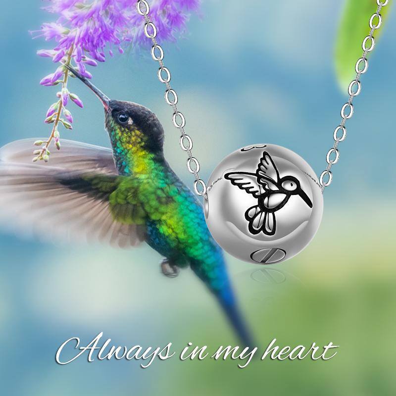 Sterling Silver Hummingbird Urn Necklace for Ashes-6