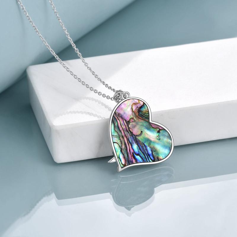 Sterling Silver Two-tone Dinosaur Heart Engraved Necklace for Women Men-3