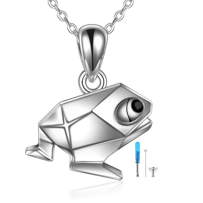Sterling Silver Origami Frog Urn Necklace for Ashes-1