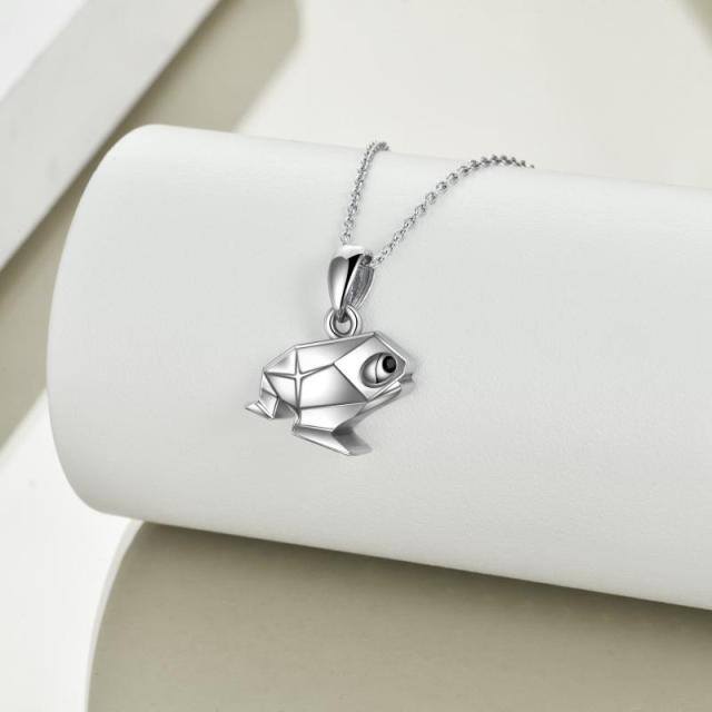 Sterling Silber Origami Frosch Urne Halskette für Asche-2