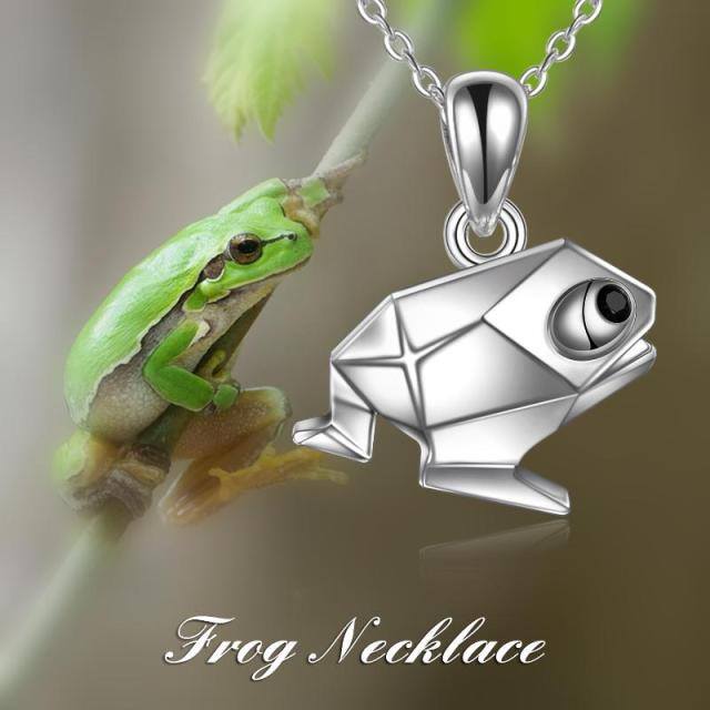 Sterling Silber Origami Frosch Urne Halskette für Asche-5