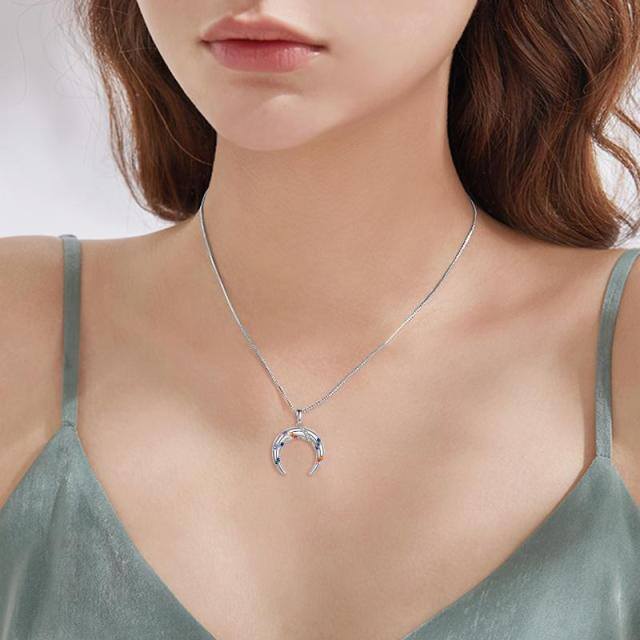 Halskette mit Mondanhänger aus Sterlingsilber mit Zirkonia-1