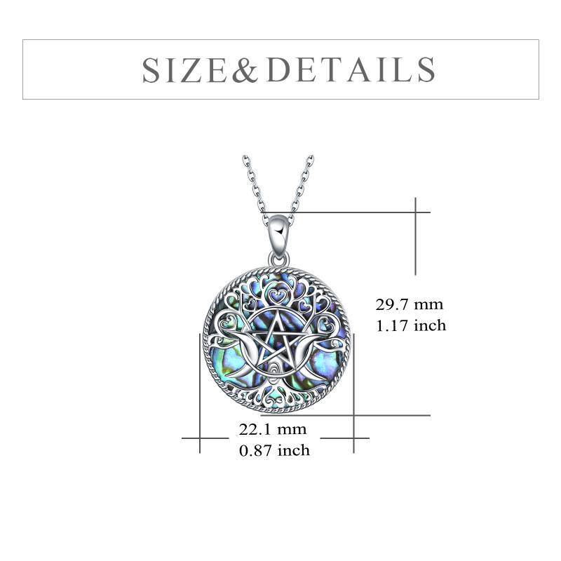 Collier en argent sterling Abalone Shellfish Tree Of Life & Triple Moon Goddess Pendant Ne-6