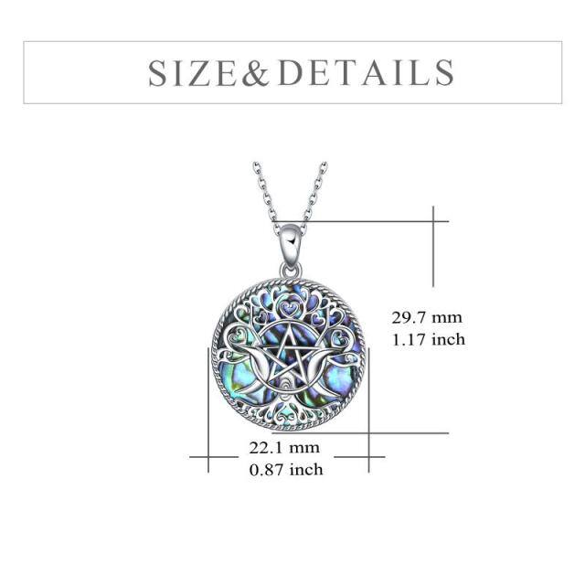 Sterling Silver Abalone Shellfish Tree Of Life & Triple Moon Goddess Pendant Necklace-5