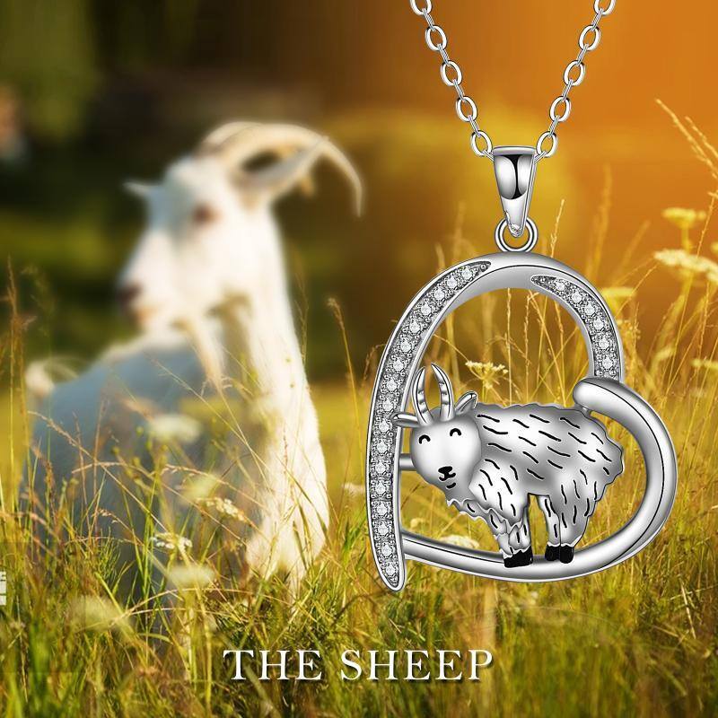 Sterling Silver Cubic Zirconia Goat Pendant Necklace-6