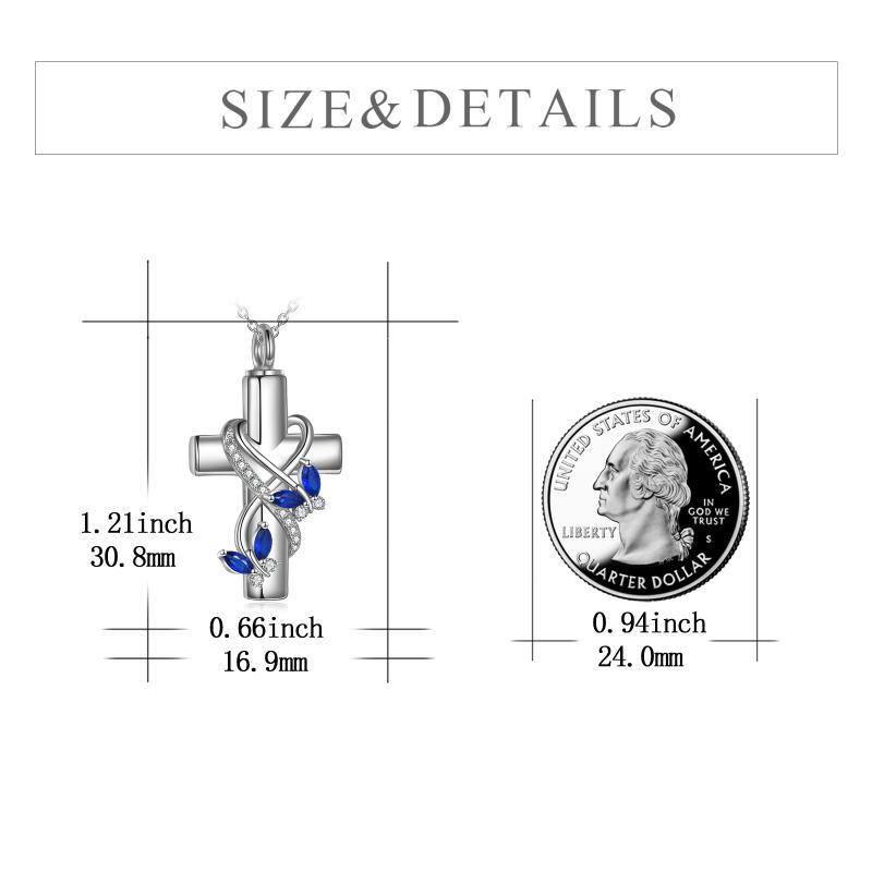 Sterling Silver Cubic Zirconia Butterfly & Cross Urn Necklace for Ashes with Engraved Word-5