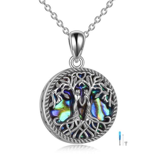 Sterling Silver Abalone Shellfish Tree Of Life Urn Necklace for Ashes-1