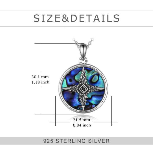 Sterling Silver Abalone Shellfish Celtic Knot & Compass Pendant Necklace-4