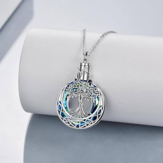 Sterling Silver Blue Crystal Tree Of Life & Celtic Knot Urn Necklace for Ashes-3