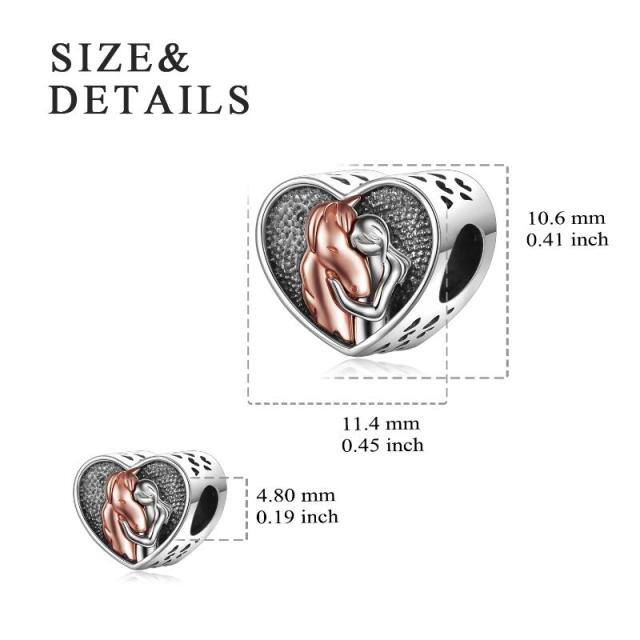 Sterling Silver Two-tone Horse Heart Personalized Photo Bead Charm-4