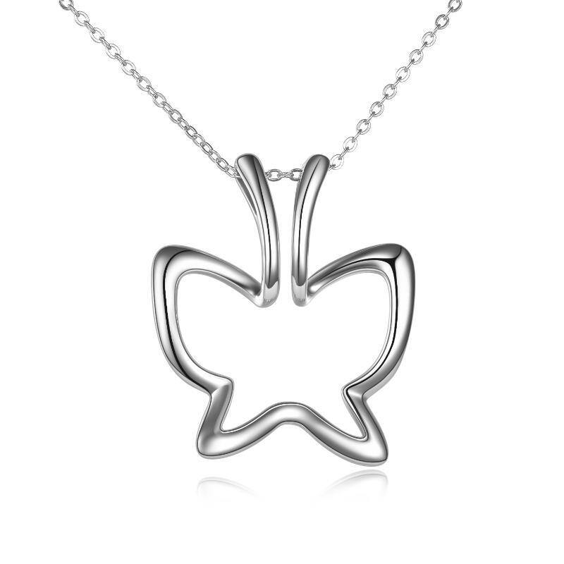 Sterling Silver Butterfly & Ring Holder Pendant Necklace-1
