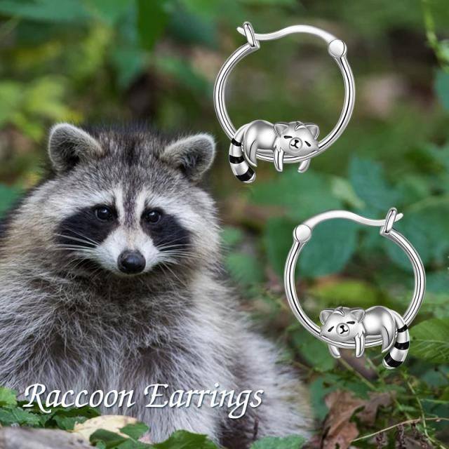 Sterling Silver Red Panda Hoop Earrings-5