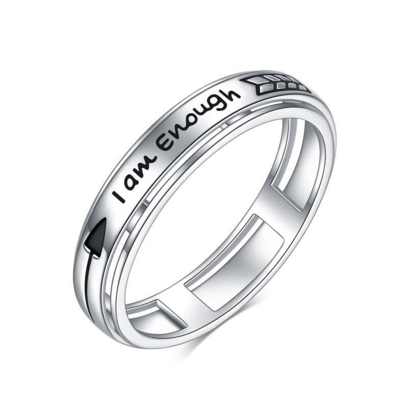 Bague en argent sterling avec mot gravé-1