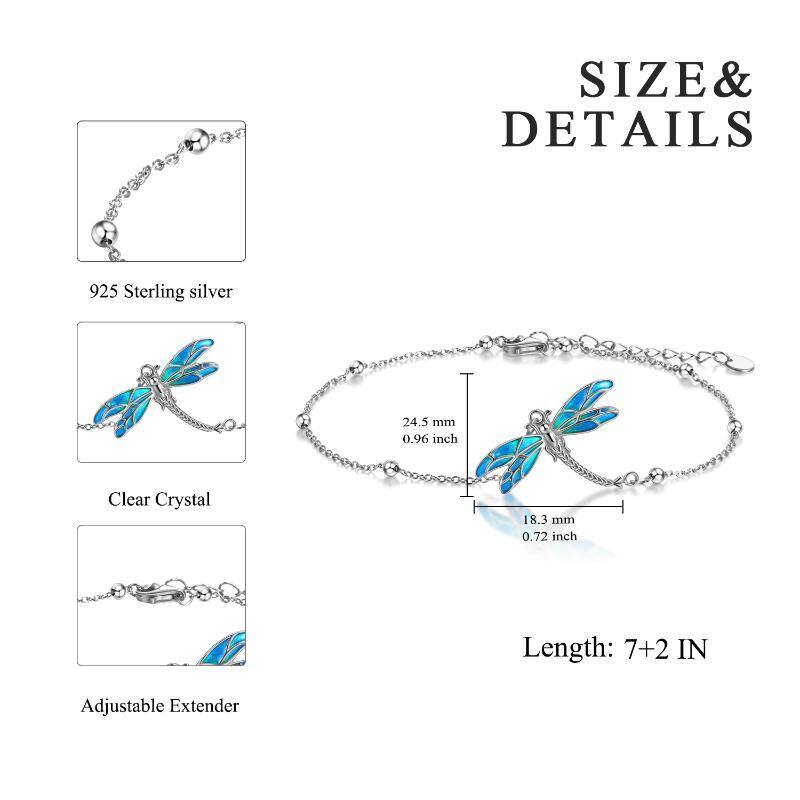 Sterling Silver Dragonfly Pendant Bracelet with Bead Station Chain-6