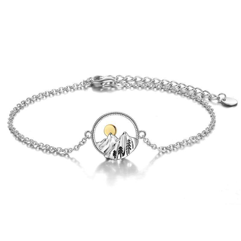 Bracelet pendentif montagnes bicolores en argent sterling-1