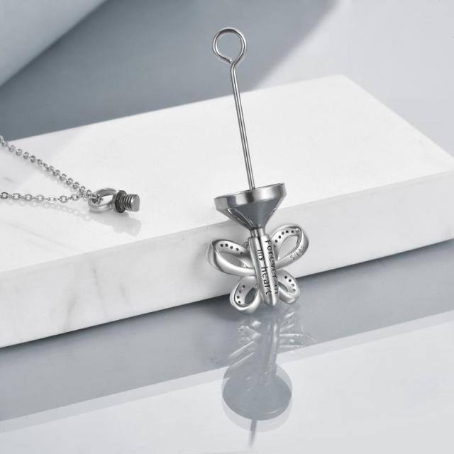 Collier en argent sterling en forme de coeur et d'urne papillon en cristal-3