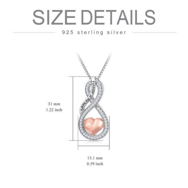 Sterling Silver Two-tone Circular Shaped Cubic Zirconia Infinite Symbol Urn Necklace for Ashes with Engraved Word-4