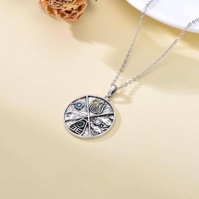 Sterling Silver Cubic Zirconia The Last Airbender Pendant Necklace-3
