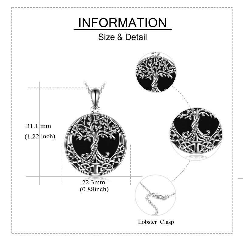 Sterling Silber Achat Baum des Lebens & keltischen Knoten Anhänger Halskette-6