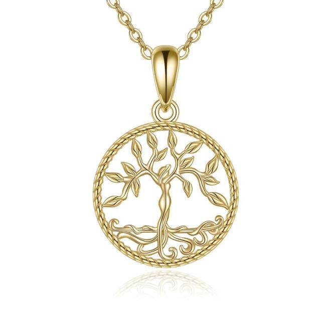 14K Gold Tree Of Life Pendant Necklace-0