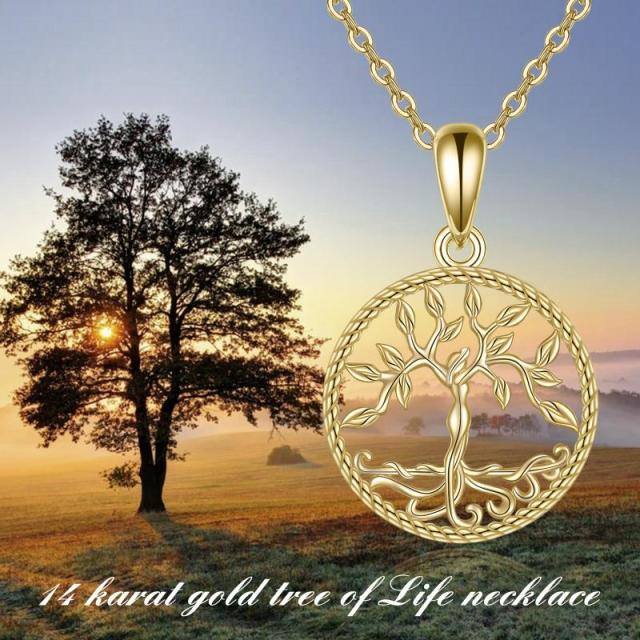 14K Gold Tree Of Life Pendant Necklace-4