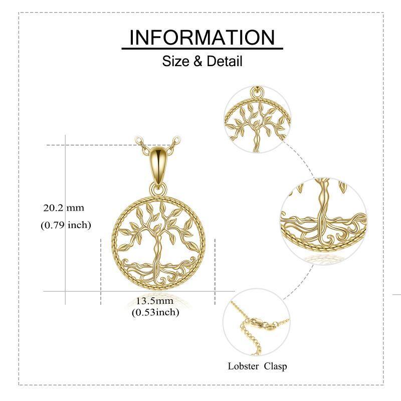 14K Gold Tree Of Life Pendant Necklace-6