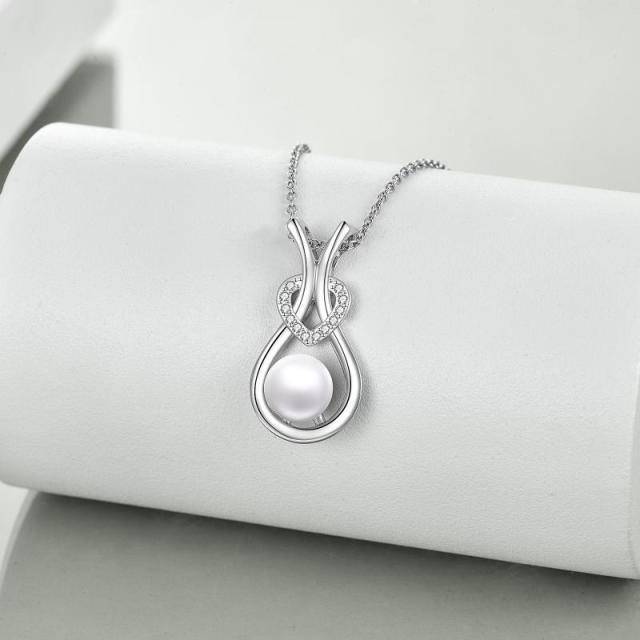 Sterling Silver Pearl Heart Pendant Necklace-2