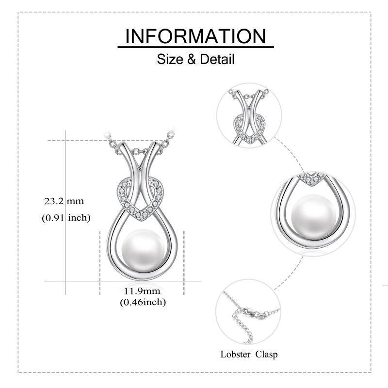 Sterling Silber Perle Herz-Anhänger Halskette-6