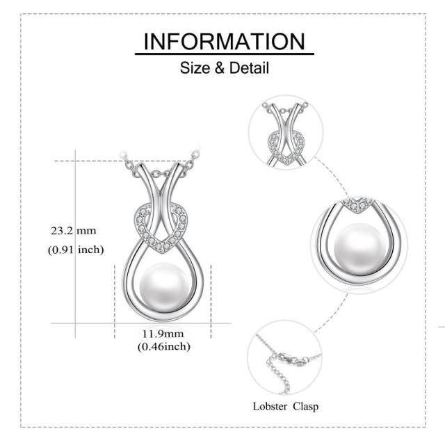 Sterling Silber Perle Herz-Anhänger Halskette-5