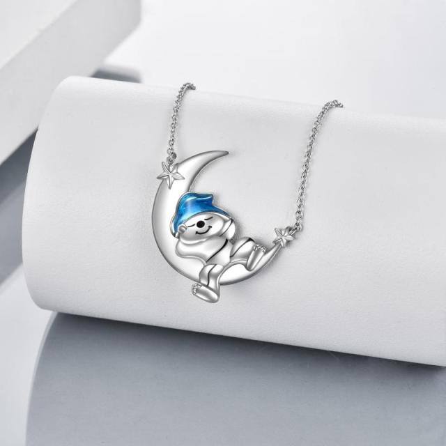 Sterling Silver Bear Pendant Necklace-3