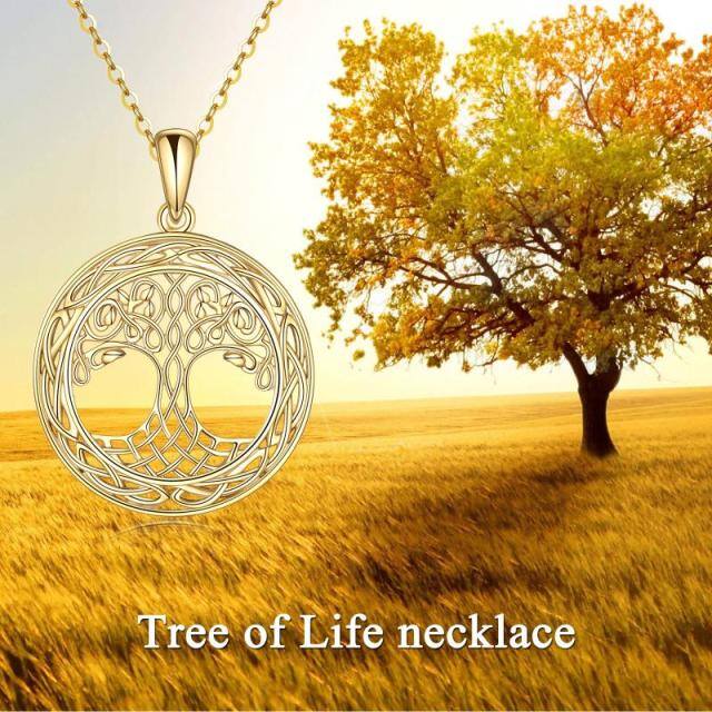 14K Gold Tree Of Life & Celtic Knot Pendant Necklace-4