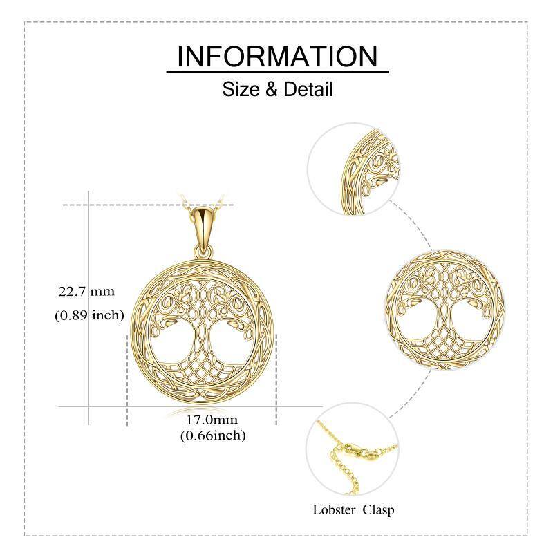 14K Gold Tree Of Life & Celtic Knot Pendant Necklace-6