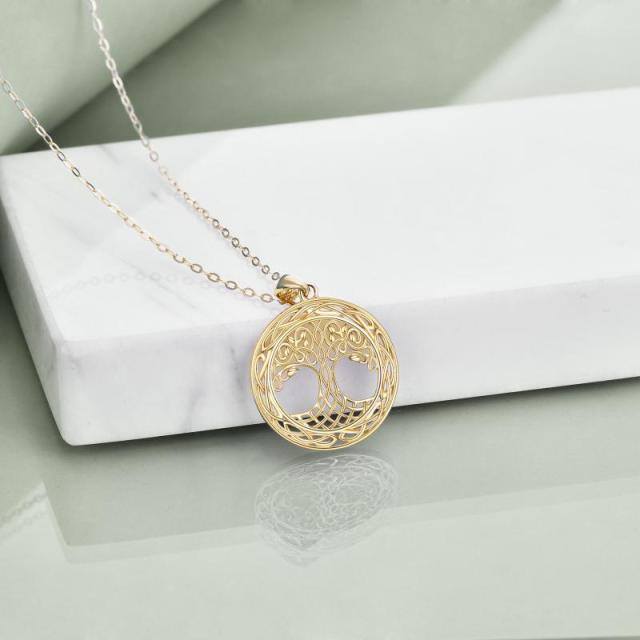 14K Gold Tree Of Life & Celtic Knot Pendant Necklace-3