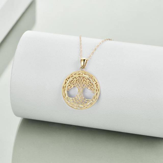 14K Gold Tree Of Life & Celtic Knot Pendant Necklace-2