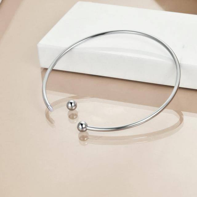 Sterling Silver Plain Bangle-2