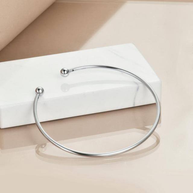 Sterling Silver Plain Bangle-3