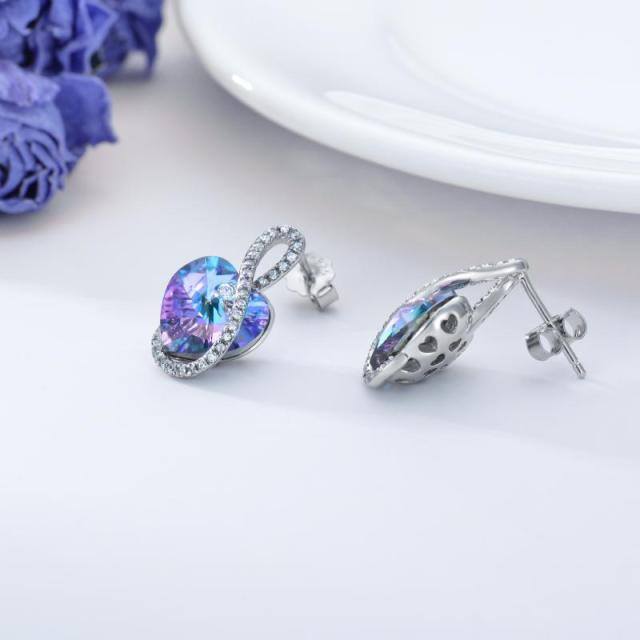 Boucles d'oreilles pendantes en argent sterling avec diamants et cristaux en forme de cœur-4
