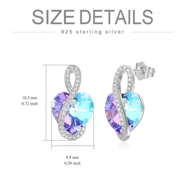 Sterling Silber Diamant & Kristall Herz Ohrringe-2